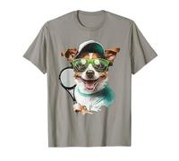 Vintage Retro Dog Playing Tennis, Raqueta de tenis, Amor de cachorro Camiseta