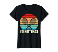 Vintage Retro I'D Hit That Tenis Raqueta Deporte Pelota diseño Camiseta gráfica económica, Mujer, Negro, M