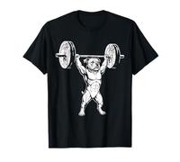 Vintage Retro Levantamiento de Pesas Gimnasio Perro Bulldog Peso Muerto Divertido Camiseta