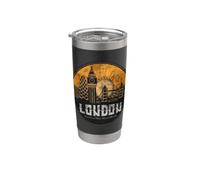 Vintage Retro London Skyline Outfit, I Love London, London Vaso térmico de acero inoxidable de doble pared
