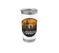Vintage Retro London Skyline Outfit, I Love London, London Vaso térmico de acero inoxidable de doble pared