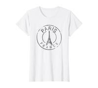Vintage Retro París Francia Torre Eiffel Amor Hombres Mujeres Niños Camiseta gráfica económica, Mujer, Blanco, L