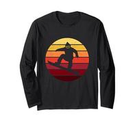 Vintage Retro Snowboarder Sunset Invierno Deportes Nieve Regalo Manga Larga