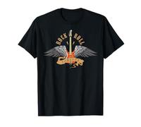 Vintage Retro Style 70s 80s Guitar with Wings Rock and Roll Camiseta