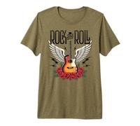 Vintage Retro Style 70s 80s Guitar with Wings Rock and Roll Camiseta Premium