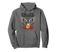 Vintage Retro Style 70s 80s Guitar with Wings Rock and Roll Sudadera con Capucha