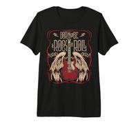 Vintage Retro Style 80s Guitar with Wings Rock and Roll Camiseta Premium