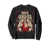 Vintage Retro Style 80s Guitar with Wings Rock and Roll Sudadera
