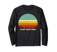Vintage Retro Style 80s Happy Pine Trees Plant More Trees Manga Larga