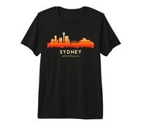 Vintage Retro Style Landscape Sun Skyline Sydney Australia Camiseta Premium