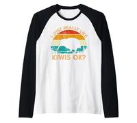 Vintage Retro Style Pine Tree New Zealand Bird Lovers Kiwi Camiseta Manga Raglan
