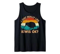 Vintage Retro Style Pine Tree New Zealand Bird Lovers Kiwi Camiseta sin Mangas