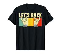 Vintage Retro Style Playing Music Guitar Forever Let's Rock Camiseta