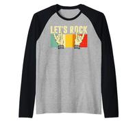 Vintage Retro Style Playing Music Guitar Forever Let's Rock Camiseta Manga Raglan