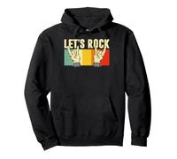 Vintage Retro Style Playing Music Guitar Forever Let's Rock Sudadera con Capucha