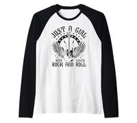 Vintage Retro Style Playing Music Guitar Forever Rock N Roll Camiseta Manga Raglan