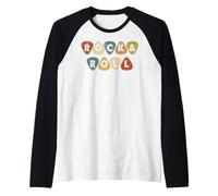 Vintage Retro Style Playing Music Guitar Forever Rock N Roll Camiseta Manga Raglan