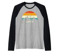 Vintage Retro Style Skyline Landscape Japanese Sunset Japan Camiseta Manga Raglan