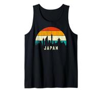 Vintage Retro Style Skyline Landscape Japanese Sunset Japan Camiseta sin Mangas
