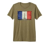 Vintage Retro Torre Eiffel de París en la Bandera Francesa Camiseta Premium