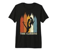 Vintage Retro Tree Climber Sunset Tree Climbing Arborist Camiseta Premium