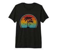 Vintage Retro Verano Atardecer Palmeras Tropical Chill Vibes Camiseta Premium