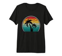 Vintage Retro Verano Atardecer Palmeras Tropical Chill Vibes Camiseta Premium