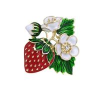 Vintage Rhinestone - Broche con forma de fresa pintado a mano Frutas Madre Carne Elegante Pin de solapa Ropa Accesorios de joyería