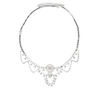Vintage Rhinestone Head Chain Forehead Headband Hair Accesories Fringe Headdress para ocasiones especiales y festivales(Silver 6)