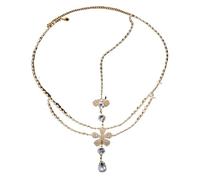 Vintage Rhinestone Head Chain Forehead Headband Hair Accesories Fringe Headdress para ocasiones especiales y festivales(Gold 11)
