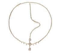 Vintage Rhinestone Head Chain Forehead Headband Hair Accesories Fringe Headdress para ocasiones especiales y festivales(Gold 2)
