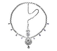 Vintage Rhinestone Head Chain Forehead Headband Hair Accesories Fringe Headdress para ocasiones especiales y festivales(Silver 1)