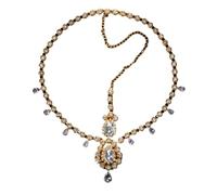 Vintage Rhinestone Head Chain Forehead Headband Hair Accesories Fringe Headdress para ocasiones especiales y festivales(Gold 1)