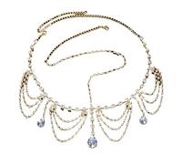 Vintage Rhinestone Head Chain Forehead Headband Hair Accesories Fringe Headdress para ocasiones especiales y festivales(Gold 5)