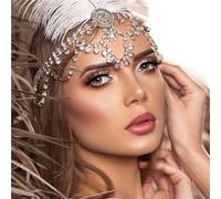 Vintage Rhinestone Head Chain Forehead Headband Hair Accesories Fringe Headdress para ocasiones especiales y festivales(Gold 6)