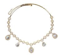 Vintage Rhinestone Head Chain Forehead Headband Hair Accesories Fringe Headdress para ocasiones especiales y festivales(Gold 14)