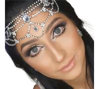 Vintage Rhinestone Head Chain Forehead Headband Hair Accesories Fringe Headdress para ocasiones especiales y festivales(Silver 9)