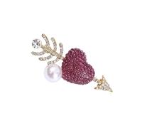 Vintage Rhinestones Lazo Corazón Ovalado Broche Elegante Pin de Solapa Cehst Accesorios de Joyería para Mujeres Eventos Formal Accesorio Formal, talla única, como se describe