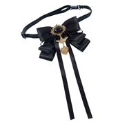 Vintage Ribbon Bowknot Broche Pin Angelical Colgante Joyería Bowtie Para Mujer Chica Camisa Jabot Collar Pre Atado Corbata Clip Lazos Negros