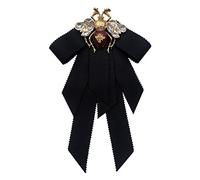 Vintage Ribbon Women Big Bowtie Bowknot Bow Tie Cravat Crystal Broche