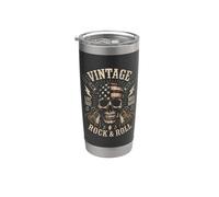 Vintage Rock and Roll American Flag Skull Graphic Guitar Vaso térmico de acero inoxidable de doble pared