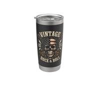 Vintage Rock and Roll American Flag Skull Graphic Guitar Vaso térmico de acero inoxidable de doble pared