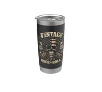 Vintage Rock and Roll American Flag Skull Graphic Guitar Vaso térmico de acero inoxidable de doble pared