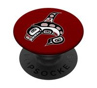 Vintage Rojo Negro Haida Orca Ballena Arte Nativo PopSockets PopGrip Adhesivo