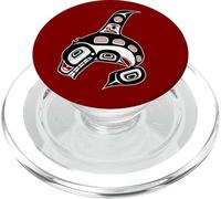 Vintage Rojo Negro Haida Orca Ballena Arte Nativo PopSockets PopGrip para MagSafe