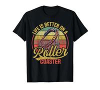 Vintage Rollercoaster Crew I Montaña Rusa Familiar Camiseta gráfica económica, Hombre, Negro, M
