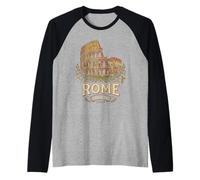 Vintage Roma Italia Coliseo Antiguo Romano Monumento 3 Camiseta Manga Raglan