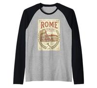 Vintage Roma Italia Coliseo Antiguo Romano Monumento 4 Camiseta Manga Raglan
