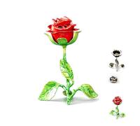 Vintage Rose Incense Burner, Rose-Shaped Incense Insert, Metal Incense Holder, Home Decoration, Meditation, Yoga, Office, Romantic Gift, for Women or Mothers (Red)