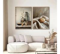 Vintage Rustic Kitchen Food Still Life Bread and Flour Lemons Oranges Coffee Poster Canvas Painting Wall Art Home Decor(60x80cm/2PCS Frameless)